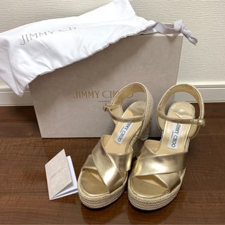 JIMMY CHOO - Y055：JIMMYCHOO Dellena100サンダル 22.5㎝ ゴールド