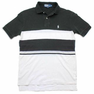 ポロラルフローレン(POLO RALPH LAUREN)の00s ポロ ラルフローレン ライン入り コットン 鹿の子 ポロシャツ 黒×白 S★オールド ロゴ刺繍 ワンポイント ボーダー(ポロシャツ)