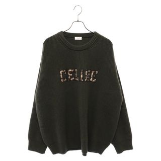 セリーヌ(celine)のCELINE セリーヌ 22AW 2AB97650S レオパード エンブロイダリー ロゴ刺繍クルーネック 長袖ニット カーキ(ニット/セーター)