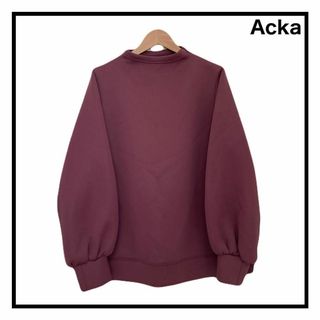 Acka　ダンボールスウェット　トレーナー　レディース　ボリューム袖　ロゴ入り(ニット/セーター)