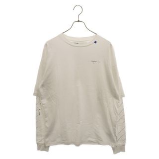 オフホワイト(OFF-WHITE)のOFF-WHITE オフホワイト 19AW Diag UnfiniShed D.Sleeve Tee ダイアグアンフィニッシュダブルスリーブ長袖Tシャツ ホワイト OMAB022E19185003(Tシャツ/カットソー(七分/長袖))