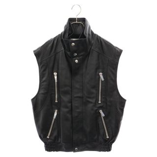 CELINE セリーヌ 22AW SLEEVELESS JACKET IN SOFT LAMBSKIN 2EC49280D ソフトラムスキン ノースリーブ レザージャケット ブラック