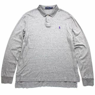 ポロラルフローレン(POLO RALPH LAUREN)のポロ ラルフローレン ワンポイント コットン 長袖ポロシャツ 杢グレー L★ロゴ刺繍 カットソー(ポロシャツ)