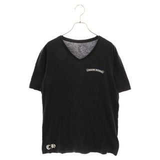 クロムハーツ(Chrome Hearts)のCHROME HEARTS クロムハーツ Scroll Label Logo Tee Vネック スクロールラベル バックフレアニープリント 半袖Tシャツ カットソー ブラック(Tシャツ/カットソー(半袖/袖なし))