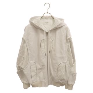 セリーヌ(celine)のCELINE セリーヌ 22SS Mesh Hooded Jacket 2EB30577H メッシュインサート付きシースルーレザージャケット フーテッドブルゾン ホワイト(ブルゾン)