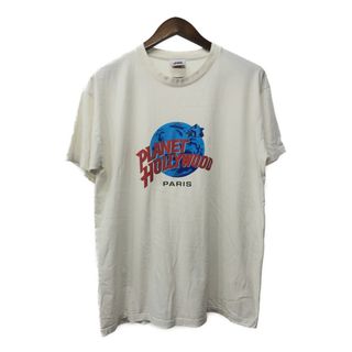 PLANET HOLLYWOOD プラネットハリウッド 半袖Ｔシャツ ロゴ ホワイト (メンズ XL) 中古 古着 Q5624(Tシャツ/カットソー(半袖/袖なし))