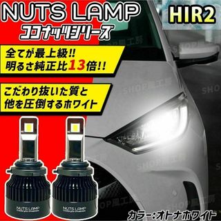 車 HIR2 ライト ヘッドライト LED ホワイト NUTSLAMP(汎用パーツ)