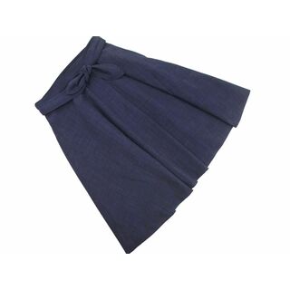 クチュールブローチ リボンベルト付き フレア スカート size38/紺 ■◇ レディース