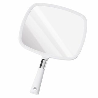 【色: ホワイト】Plugfill HAND MIRROR 手鏡 大きめ ハンド(コフレ/メイクアップセット)