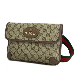 グッチ(Gucci)の【4ia0883】グッチ ウエストバッグ/GGスプリーム/シェリーライン/493930/PVC/ブラウン/ゴールド金具 【中古】 メンズ(ボディバッグ/ウエストポーチ)