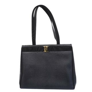 Ferragamo - 【4ia0945】サルヴァトーレフェラガモ ショルダーバッグ/ヴァラ/レザー/ブラック/ゴールド金具 【中古】 レディース