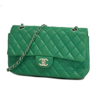 シャネル(CHANEL)の★SALE 【4ia0963】シャネル ショルダーバッグ/マトラッセ/パンチング/Wチェーン/ラムスキン/グリーン/シルバー金具 【中古】 レディース(ショルダーバッグ)