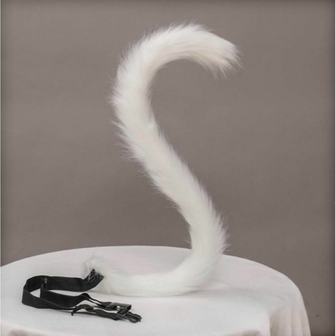 2点 猫耳 カチューシャ 尻尾 かわいい ネコ耳 猫 コスプレ ホワイト 白 レディースのレディース その他(セット/コーデ)の商品写真