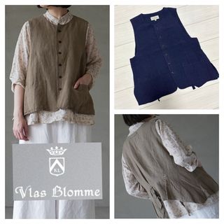 ヴラスブラム(Vlas Blomme)の23ss 良品■Vlas Blomme■麻 リネン バックフレア ジレ ベスト(ベスト/ジレ)