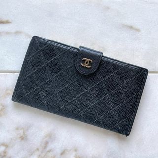 シャネル(CHANEL)のCHANEL シャネル ピコローレ 長財布 がま口 レザー ブラック 黒 本革(財布)