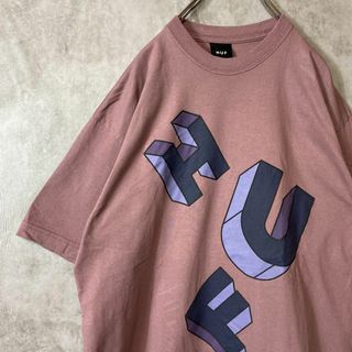 ハフ(HUF)の【両面総柄ロゴ、くすみカラー】HUFビッグロゴ古着TシャツL ストリート半袖(Tシャツ/カットソー(半袖/袖なし))