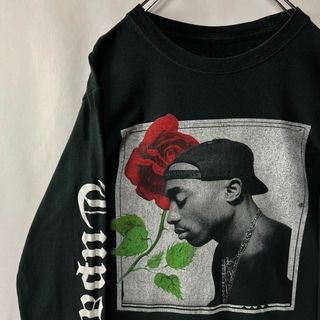 2パック　ビッグプリント　ロングTシャツ 　バンドT ロンT ブラック　2PAC(Tシャツ/カットソー(七分/長袖))