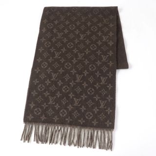 ルイヴィトン(LOUIS VUITTON)の極美品☆LOUIS VUITTON ルイヴィトン M70258 エシャルプ・モノグラム グラディエント カシミヤ ウール フリンジ付き マフラー ブラウン イタリア製 正規品 レディース メンズ(マフラー/ショール)