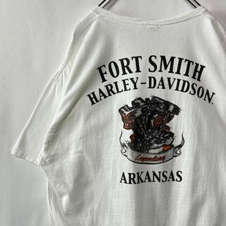 ハーレーダビッドソン(Harley Davidson)のハーレーダビッドソン　ポケットTシャツ　ビッグプリント　XL　アメカジ　ホワイト(Tシャツ/カットソー(半袖/袖なし))