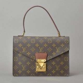 ルイヴィトン(LOUIS VUITTON)の美品◇ルイヴィトン コンコルド ハンドバッグ モノグラム 鍵付き 茶 レザー(ハンドバッグ)