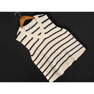 ZARA - ZARA ザラ ボーダー Vネック ニット ベスト sizeS/アイボリー ■◇ レディース