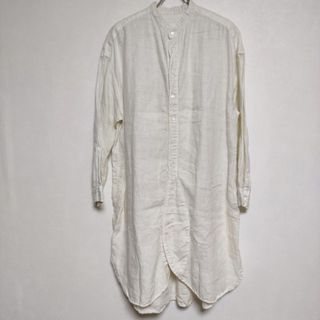 ネストローブ(nest Robe)のnest Robe リネンベンガラ染ロングシャツ 01203-1051 天然染め ブラウス シャツ ライトグリーン系 レディース ネストローブ【中古】4-0424M∞(シャツ/ブラウス(半袖/袖なし))