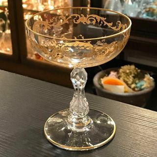 バカラ(Baccarat)の希少オールドサンルイ St Louisミカド Micadoシャンパンクープ☆金彩(グラス/カップ)