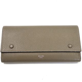 セリーヌ(celine)のTh548869 セリーヌ ラージ フラップマルチファンクション 本革 グレーベージュ×イエロー系 長財布 レディース CELINE 中古(財布)