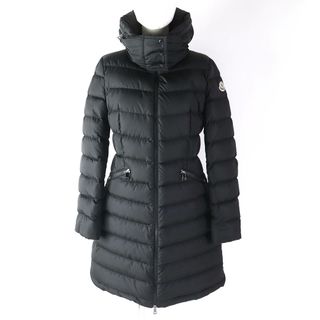 モンクレール(MONCLER)の美品△MONCLER モンクレール 21-22AW FLAMMETTE フラメッテ ロゴワッペン付き ジップアップ ダウンコート ブラック 1 正規品 レディース 美シルエット◎(ダウンコート)