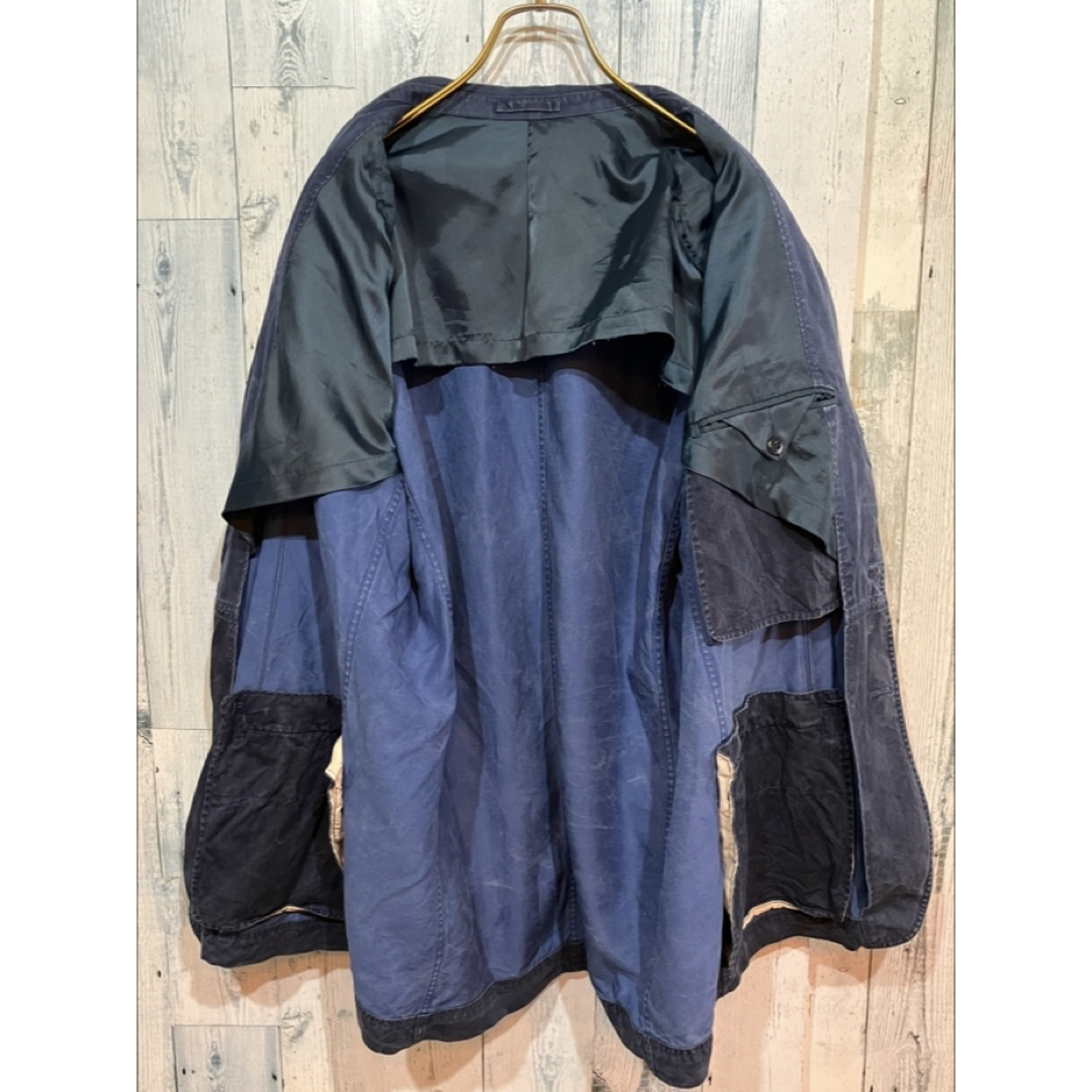 麻 デニム風 テーラードジャケット ブルー系 L メンズのジャケット/アウター(テーラードジャケット)の商品写真