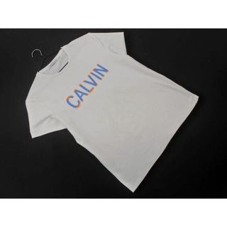 Calvin Klein カルバンクライン ロゴ 刺繍 Tシャツ sizeL/白 ■◆ メンズ