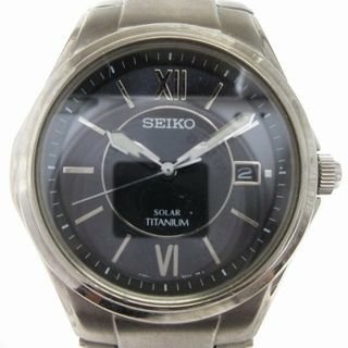 セイコー(SEIKO)のセイコー 腕時計 アナログ 電波ソーラー デイト チタン 文字盤 黒 ■SM1(腕時計(アナログ))