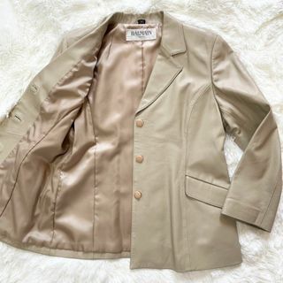 BALMAIN - BALMAIN バルマン レザーテーラードジャケット 11号(L)  羊革 3B