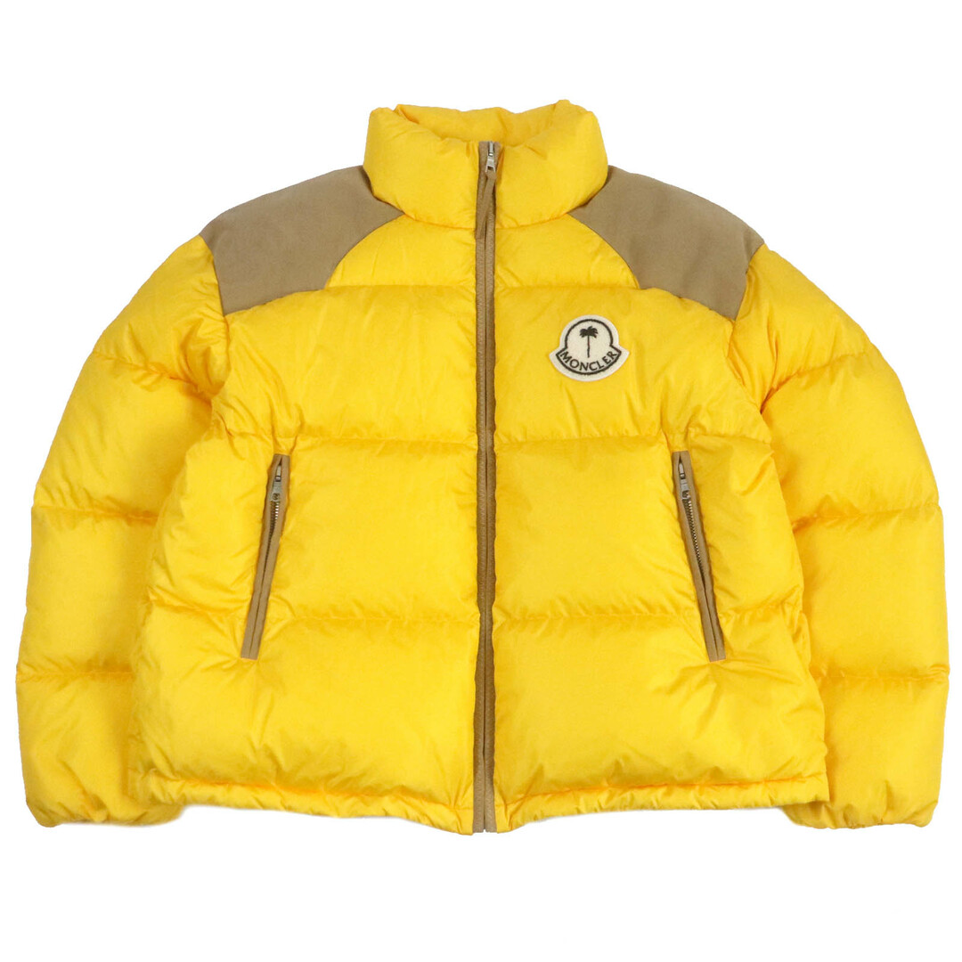 極美品□MONCLER GENIUS 8 モンクレール ジーニアス 8 Palm Angels 21-22AW KELSEY ロゴワッペン スタンドカラー ダウンジャケット イエロー 5 正規品 メンズ