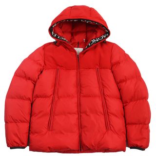 モンクレール(MONCLER)の極美品●MONCLER モンクレール 18-19AW MONTCLAR ロゴワッペン・刺繍入り フーデッドダウンジャケット レッド 4 正規品 メンズ(ダウンジャケット)