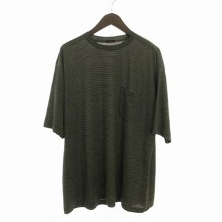 コモリ(COMOLI)のコモリ 美品 23SS サマーウール天竺 Tシャツ 半袖 ボーダー 黒 3(Tシャツ/カットソー(半袖/袖なし))