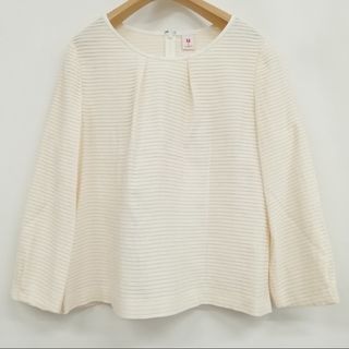 ユーバイウンガロ(U by ungaro)の美品 プルオーバー ブラウス 七分袖 バックジップ フロントタック シルク 44(シャツ/ブラウス(長袖/七分))