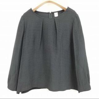 ユーバイウンガロ(U by ungaro)の美品 プルオーバー ブラウス 七分袖 バックジップ フロントタック シルク 44(シャツ/ブラウス(長袖/七分))