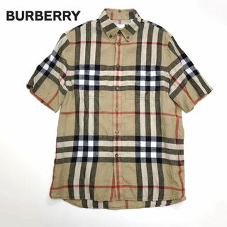 バーバリー(BURBERRY)の☆超美品☆ BURBERRY ノバチェック 半袖シャツ リネン100％ メンズ(シャツ)