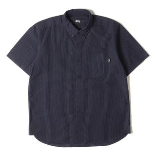 ステューシー(STUSSY)のSTUSSY ステューシー シャツ サイズ:S ピンストライプ ボタンダウン 半袖シャツ ネイビー 紺 トップス カジュアルシャツ【メンズ】【中古】(シャツ)