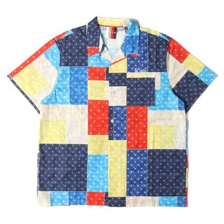 新品 KITH NYC キス ニューヨークシティー シャツ サイズ:L 20SS スター柄 パッチワーク オープンカラー 半袖シャツ Mixed Stars Patchwork Camp Collar ブルーマルチ トップス カジュアルシャツ【メンズ】(シャツ)