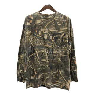 Cabela's カベラス 長袖Ｔシャツ アウトドア リアルツリーカモ ブラウン (メンズ LARGE REGULAR) 中古 古着 Q5680(Tシャツ/カットソー(七分/長袖))