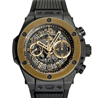 ウブロ(HUBLOT)のウブロ HUBLOT ビッグバン ウニコ セラミックマジックゴールド 421.CM.1130.RX ブラック文字盤 中古 腕時計 メンズ(腕時計(アナログ))