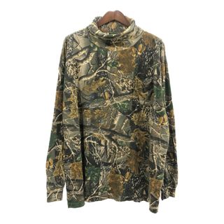 00年代 Cabela's カベラス リアルツリーカモ タートルネック 長袖Ｔシャツ 大きいサイズ ブラウン (メンズ 3XL) 中古 古着 Q5681(Tシャツ/カットソー(七分/長袖))