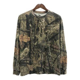 FIELD＆STREAM リアルツリーカモ 長袖Ｔシャツ アウトドア ブラウン (メンズ L) 中古 古着 Q5682(Tシャツ/カットソー(七分/長袖))