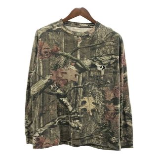 MOSSY OAK リアルツリーカモ 長袖Ｔシャツ アウトドア ブラウン (メンズ M) 中古 古着 Q5683(Tシャツ/カットソー(七分/長袖))