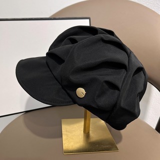 【新品】帽子　キャスケット　ベレー帽　ブラック　レディース　かわいい　韓国(ハンチング/ベレー帽)