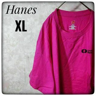 アメリカ古着 XL Hanes ヘインズ Tシャツ ピンク(Tシャツ/カットソー(半袖/袖なし))