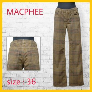 MACPHEE - 美品 マカフィー ストレート パンツ コーデュロイ チェック 36 S カーキ