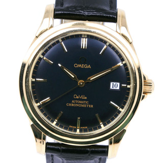 オメガ(OMEGA)の【OMEGA】オメガ デビル/デヴィル コーアクシャル クロノメーター 4631.80.33 K18イエローゴールド×レザー 黒 自動巻き メンズ 黒文字盤 腕時計(腕時計(アナログ))